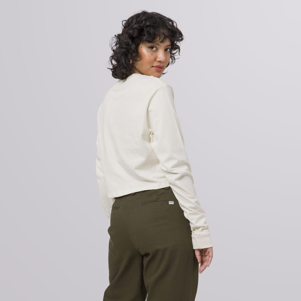 HUF The City Long Sleeve Crop T-Shirt Off White